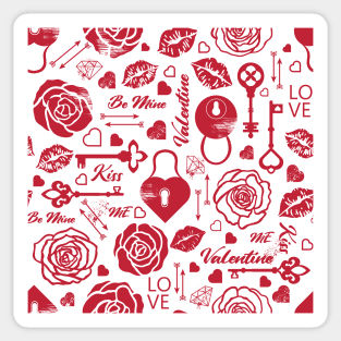 Kitsch Valentine | red and white | love pattern Sticker